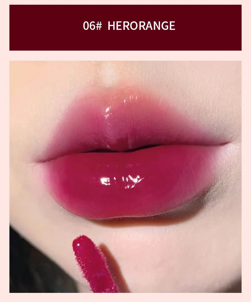 Laque à lèvres légère effet verre HERORANGE - Brillance miroir, formule hydratante ; anti-bavures, longue tenue et éclaircissante pour la peau