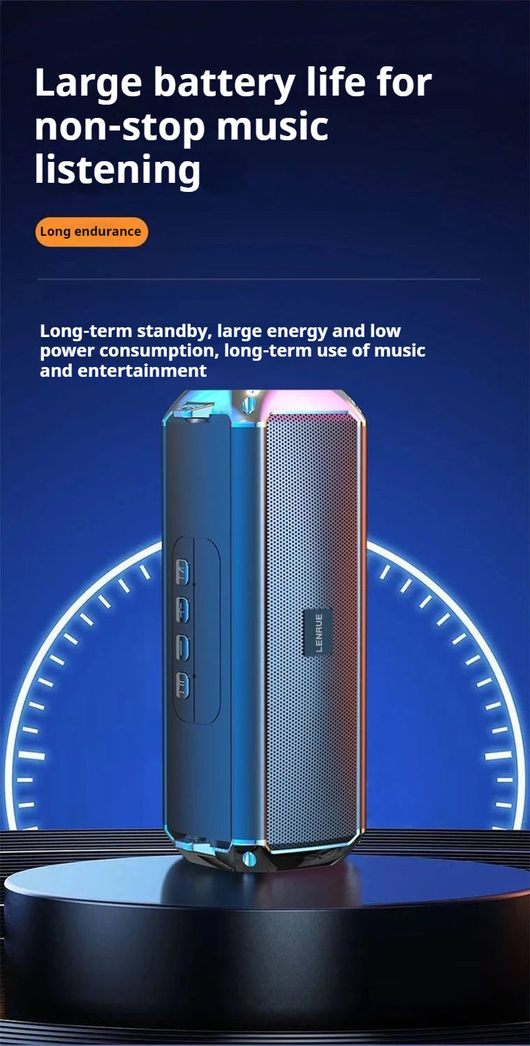 Altavoz Bluetooth portátil estéreo envolvente de 20 W con graves impactantes y luz colorida, subwoofer inalámbrico resistente al agua, boombox para karaoke en casa