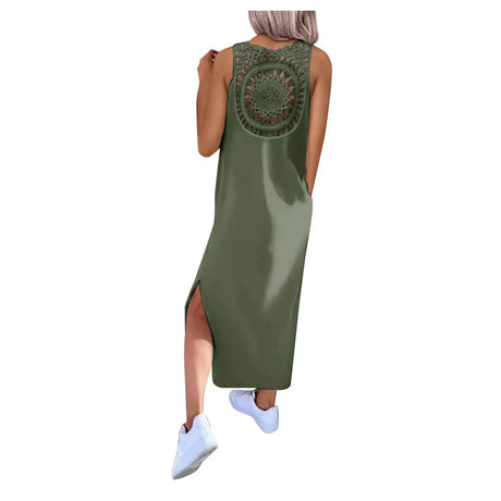 Womens Summer Dress Long Dress Casual Loose Maxi Dresses Beach Outfit 2024 Resort Women Summer Dress Sleeveless Large Nightshirt - Lootquake