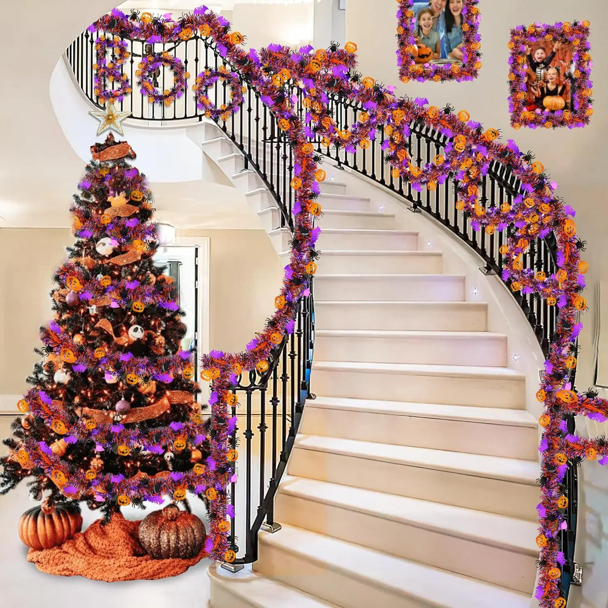 3PCS Halloween Party Streamers - Thickened Bat/Spider/Pumpkin Decor, Haunted House Hanging Garlands, Festive Ghost Festival Deco
