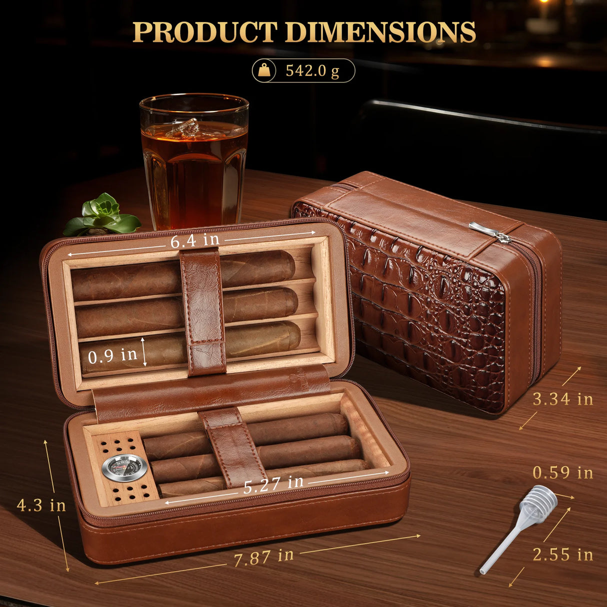 Cedar Wood Cigar Humidor Box with Humidifier and Hygrometer, Travel Cigar Case with Gift Box,Cigar Humidifier Box Holds 6 Cigars