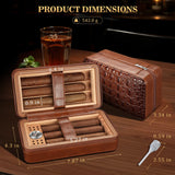 Cedar Wood Cigar Humidor Box with Humidifier and Hygrometer, Travel Cigar Case with Gift Box,Cigar Humidifier Box Holds 6 Cigars