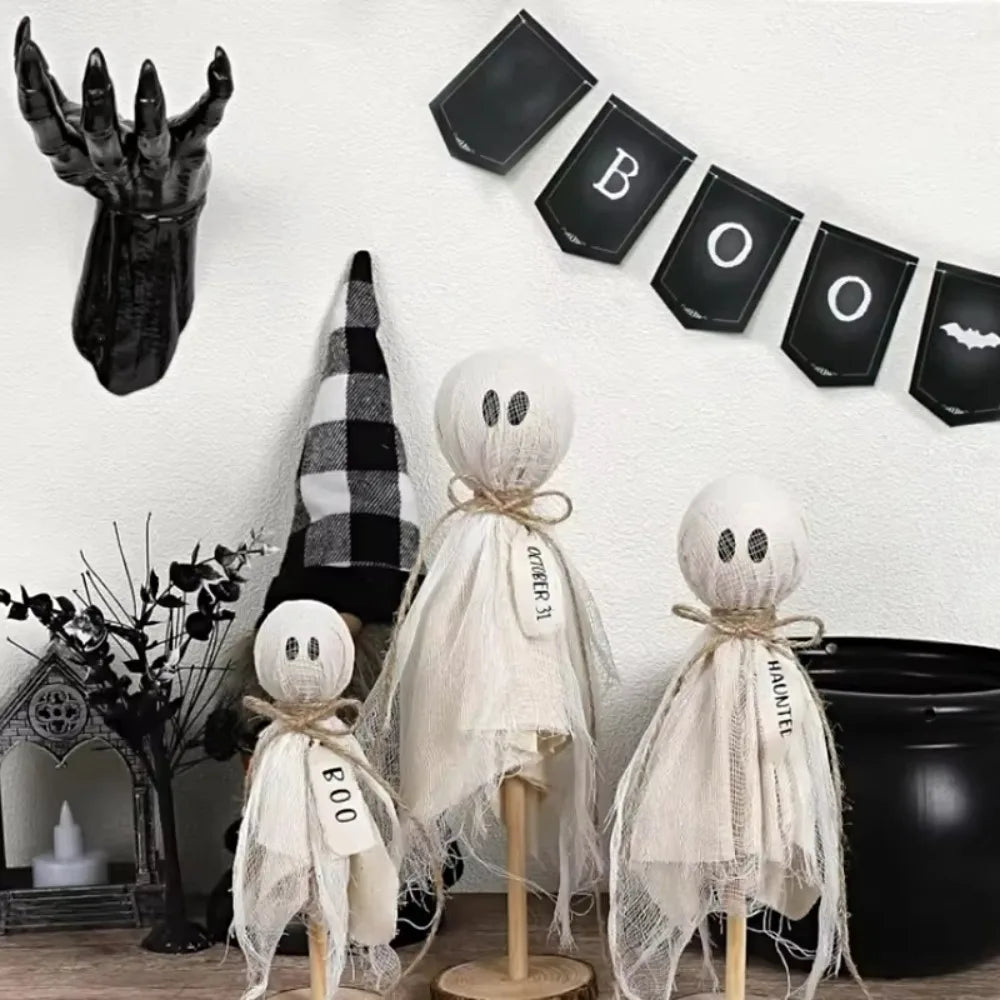 Wooden Crafts Ghost Wooden Stand Handmade Decor Spooky Design Spooky Wooden Decor Halloween Gothic Home Ambience Ornaments