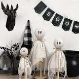 Wooden Crafts Ghost Wooden Stand Handmade Decor Spooky Design Spooky Wooden Decor Halloween Gothic Home Ambience Ornaments
