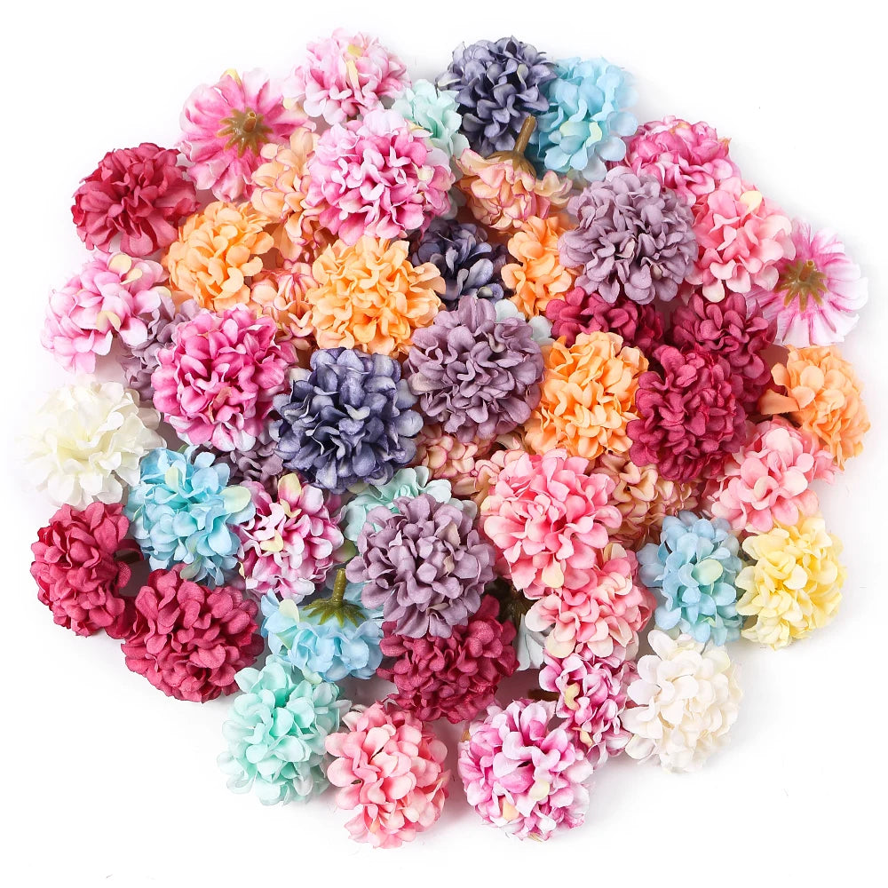 10Pcs Artificial Flowers Silk Hydrangea Fake Flower Head For Wedding Decoration Party Home Decor DIY Wreath Gift Craft Accessory