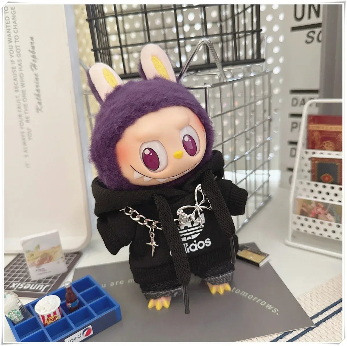 Vêtements de poupée Labubu, ensemble sweat à capuche et pantalon tendance, accessoires pour poupées Labubu Idol V1 V2, peluche universelle de 15/17 cm