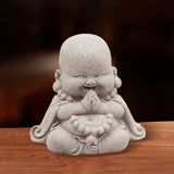 Adorno de Buda sonriente gordo de estilo chino, escultura de Buda de dibujos animados de arenisca verde, estatua de Buda tallada a mano