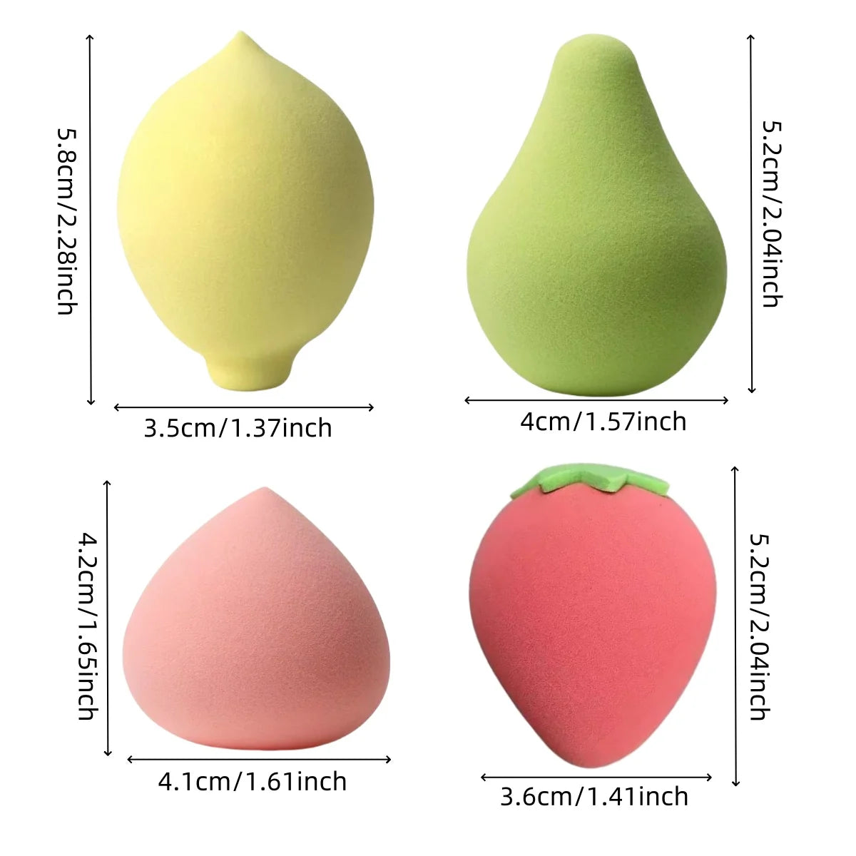 Lot de 4 houppettes à poudre de maquillage souples en forme de fruits, éponges en forme d'œuf de beauté, houppettes cosmétiques, éponges à fond de teint souples, outil de beauté