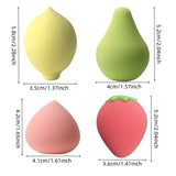 Lot de 4 houppettes à poudre de maquillage souples en forme de fruits, éponges en forme d'œuf de beauté, houppettes cosmétiques, éponges à fond de teint souples, outil de beauté