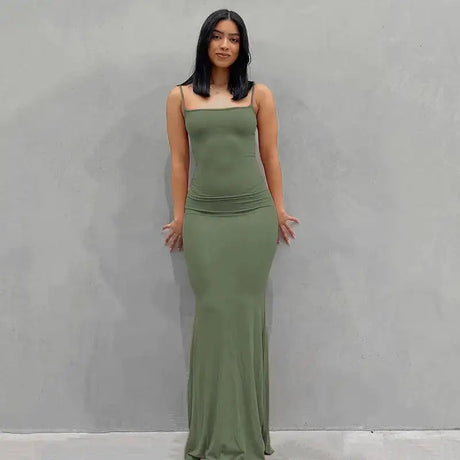 Dresses For Women 2023 Sexy Spaghetti Strap Black Long Dress Evening Y2k Sleeveless Solid Skinny Bodycon Maxi Vestidos - Lootquake