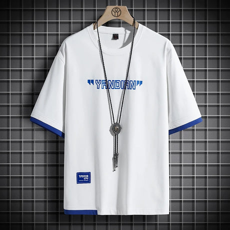 Hip Hop Loose Mens Streetwear T-shirts Casual Classic 2023 Summer Short Sleeves Black White Tshirt Tees Plus Oversize 5XL 6XL - Lootquake