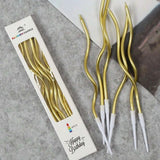 Lot de 6 bougies incurvées pour gâteau, anniversaire, baby shower, révélation du sexe du bébé, décoration de cupcakes, décoration de fête de mariage