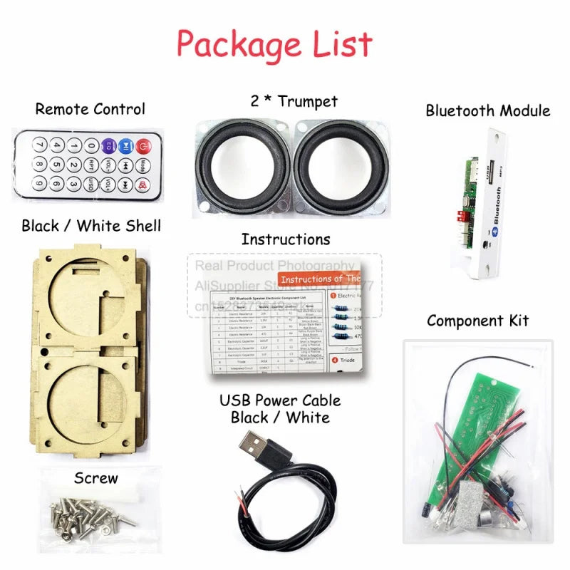 Kit de altavoz Bluetooth para bricolaje, electrónica, proyecto de soldadura, práctica de soldadura, ensamblaje, kit electrónico para bricolaje, componente, altavoces de 2 x 3 W