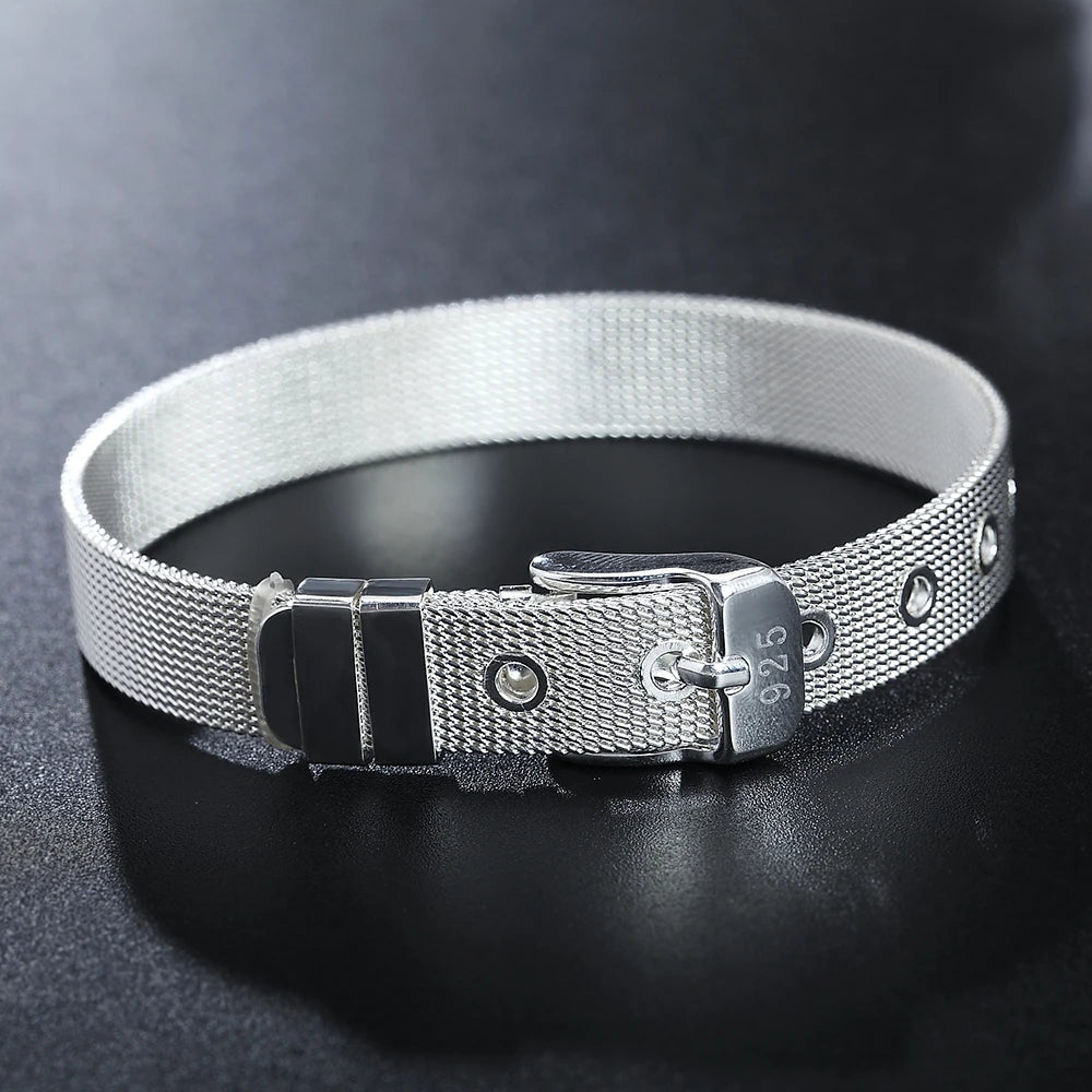 Fashion charm 925 Sterling Silver Bracelet for man woman Twisted rope chain fine jewelry Wedding party Christmas gift - Lootquake