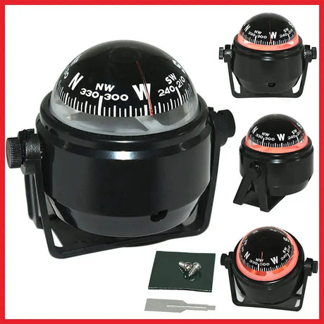 Navigation Car Compass For Marine Car Boat Pivoting Electronic LED Light Guide Ball Vehicle Navigation Tool Compass Accessories - Lootquake