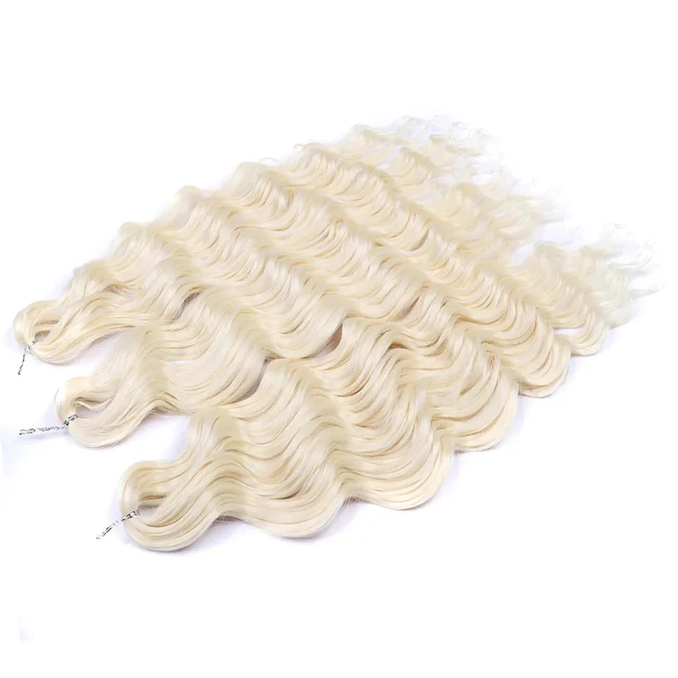 24" Orange Twist Crochet Hair | Synthetic Deep Wave Braiding Hair Extensions | Water Wave Hair | Heat Resistant Fiber | 60 Strands/Pack
