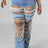 Women Plus Size Pearls Jeans Casual Vintage Cutout High Waist Y2K Streetwear Pearls Denim Jeans Pockets Slim Denim Trousers - Lootquake