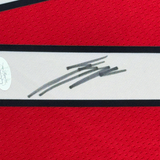 Framed Autographed/Signed Shaedon Sharpe 35x39 Portland Red Basketball Jersey JSA COA