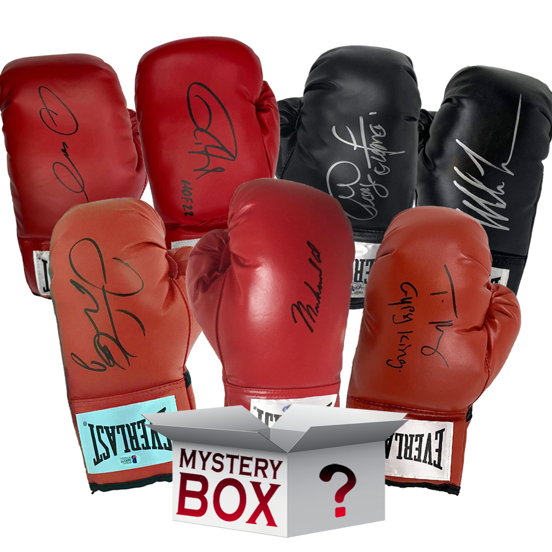 Caja misteriosa de guantes de boxeo autografiados/firmados con PSA JSA o Beckett COA 