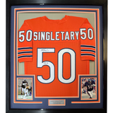 Camiseta de fútbol americano naranja de Chicago, enmarcada, autografiada y firmada por Mike Singletary, HOF 98, 35 x 39, JSA COA
