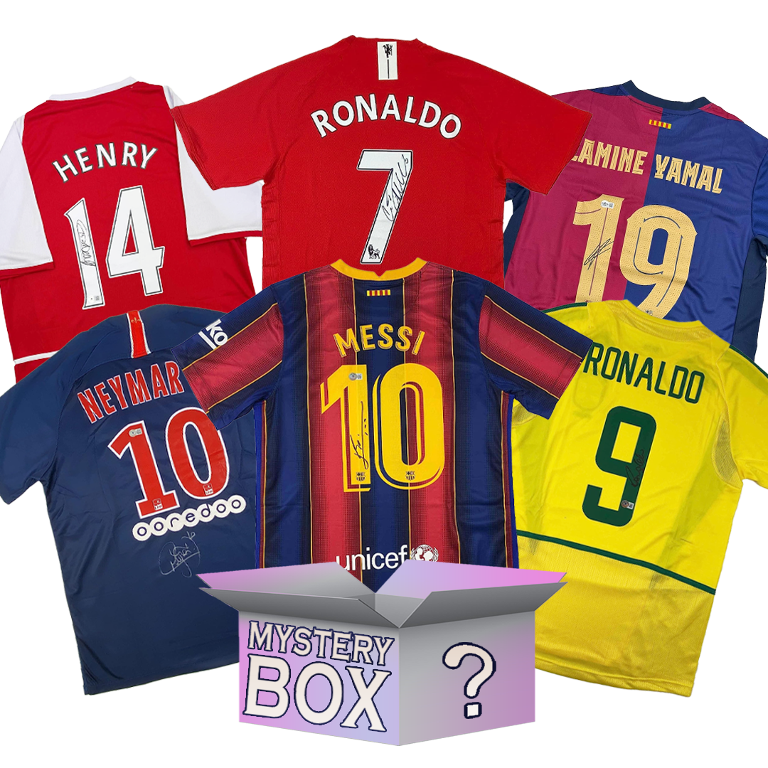Caja misteriosa de camisetas autografiadas/firmadas de leyendas del fútbol con PSA JSA o Beckett COA 