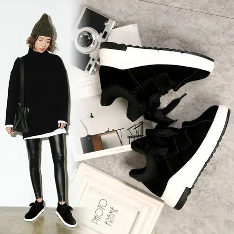 Korean Casual Shoes, Plush Sports Shoes, Thick Sole - Lootquake