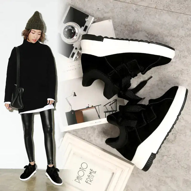 Korean Casual Shoes, Plush Sports Shoes, Thick Sole - Lootquake