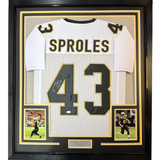 Camiseta de fútbol americano blanca de Nueva Orleans, enmarcada, autografiada y firmada por Darren Sproles, 35 x 39, JSA COA