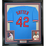 Camiseta de béisbol azul de San Luis, enmarcada, autografiada y firmada por Bruce Sutter, HOF 06, 35 x 39, JSA COA