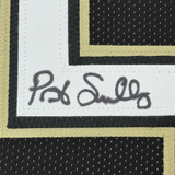 Framed Autographed/Signed Pat Swilling 35x39 New Orleans Black Football Jersey JSA COA