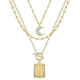 MJartoria Layered Initial Necklaces for Women Trendy 14K Gold Plated Simple Moon Choker Square Letter Pendant Necklace Paperclip Chain Necklace Gold Necklaces Jewelry Gifts (Gold T) - Lootquake