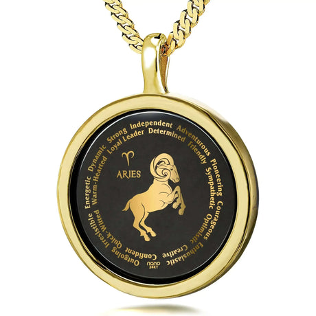Aries Necklaces for Lovers of the Zodiac 24k Gold Inscribed - Lootquake