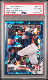 Tarjeta de béisbol Jeremy Peña #BCP11 de Chrome Prospects Rookie RC, edición Topps Bowman Sapphire 2021, PSA 10 Gem Mint