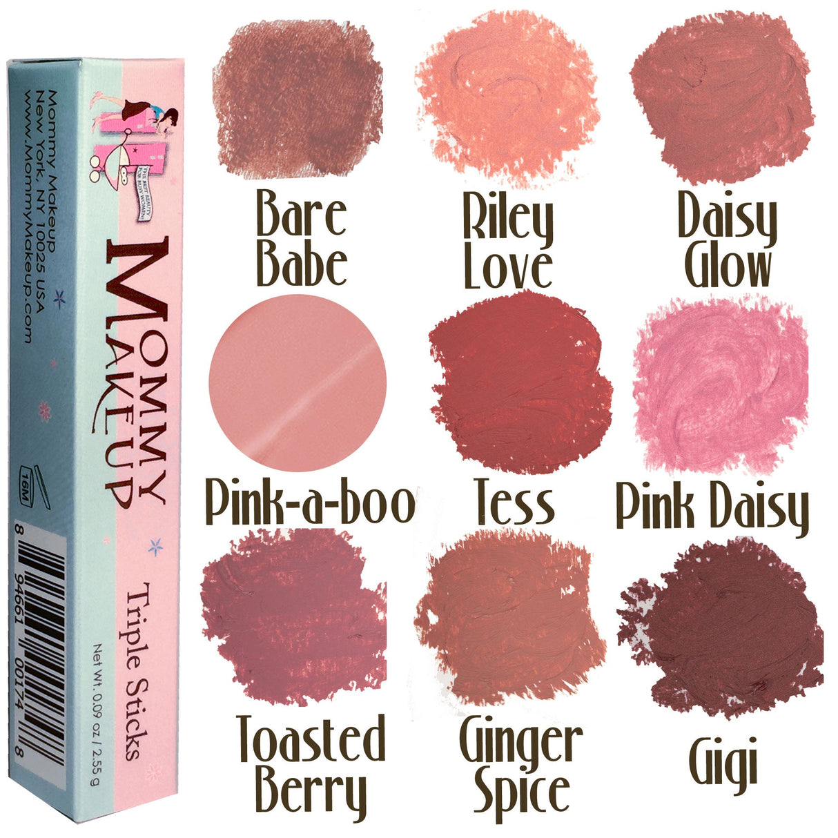 Lápiz labial Triple Sticks, rubor en crema y tratamiento en Bare Babe