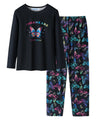 CYCHELRY Pyjama mignon papillon noir pour grandes filles, doux, manches longues, hiver, ensemble de nuit 2 pièces, taille 6