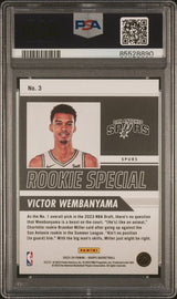 Graded 2023 Panini NBA Hoops Victor Wembanyama #3 Rookie Special Rookie RC Basketball Card PSA 10 Gem Mint