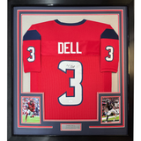 Camiseta de fútbol americano enmarcada, autografiada y firmada por Tank Dell, 35 x 39, Houston Red, Beckett BAS COA