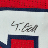 Camiseta de fútbol americano enmarcada, autografiada y firmada por Tank Dell, 35 x 39, Houston Red, Beckett BAS COA