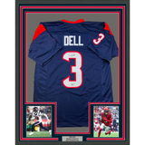 Framed Autographed/Signed Tank Dell 35x39 Houston Blue Football Jersey Beckett BAS COA