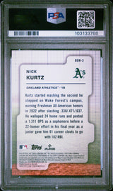 Tarjeta de béisbol RC de Nick Kurtz #BDN3, Draft Topps Bowman 2024, calificada, para novato de la noche del draft, PSA 10 Gem Mint