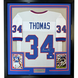 Camiseta de fútbol americano enmarcada, autografiada y firmada por Thurman Thomas, 35 x 39, color blanco Buffalo, JSA COA