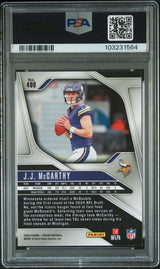 Tarjeta de fútbol Panini Prizm JJ McCarthy n.° 400 Rookie RC de 2024, clasificada, PSA 10 Gem Mint