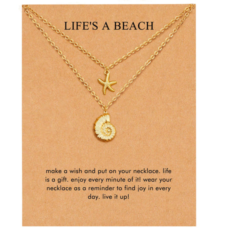 RZKING Shell Starfish Necklace Beach Necklaces for Women - Lootquake