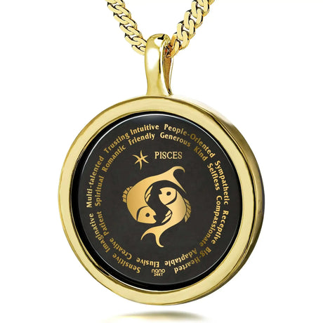 Pisces Necklaces for Lovers of the Zodiac 24k Gold Inscribed - Lootquake