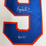 Camiseta de hockey blanca de Nueva York, enmarcada, autografiada y firmada por Bryan Trottier, HOF 97, 35 x 39, JSA COA