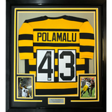 Camiseta de fútbol americano Pittsburgh Bumble Bee de Troy Polamalu, enmarcada, autografiada y firmada, 35 x 39, Beckett BAS COA