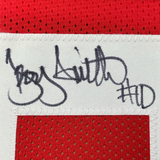 Camiseta de fútbol americano universitario enmarcada, autografiada y firmada por Troy Smith, 35 x 39, Heisman 06, Ohio State, color rojo, JSA COA