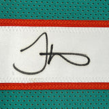 Framed Autographed/Signed Tyreek Hill 35x39 Miami Retro Teal Football Jersey JSA COA