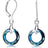 925 Sterling Silver Circle Earrings Austrian Crystal Leverback Earrings Jewelry Dangle Drop Earrings for Women (Bermuda Blue Crystal Earrings) - Lootquake