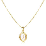 Krfy Gold Initial J Necklaces for Women - Dainty Charm Necklaces 14K Gold Plated Oval Letter White Enamel Personalized Name Necklaces for Women Trendy Gold Necklace Jewelry - Lootquake